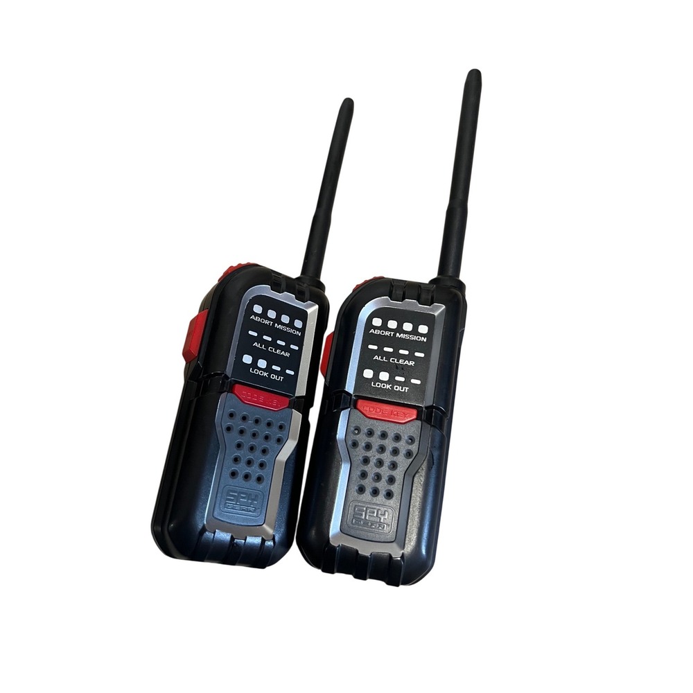 Wild Planet Spy Gear Walkie Talkies Black Handheld Radios with Code Key Set of 2